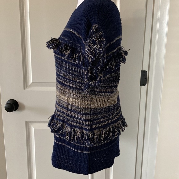 Dana Buchman medium blue sweater fringe - Picture 7 of 10